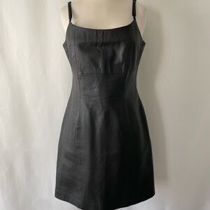 Vintage Black Leather Mini Dress